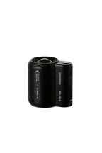 Compact black outdoor waist fan with circular vent and power button
